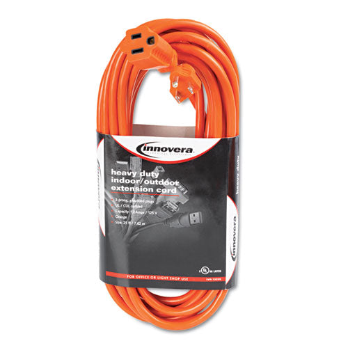 112897 Innovera® Indoor/Outdoor Extension Cord, 25 ft, 13 A, Orange - Image 1