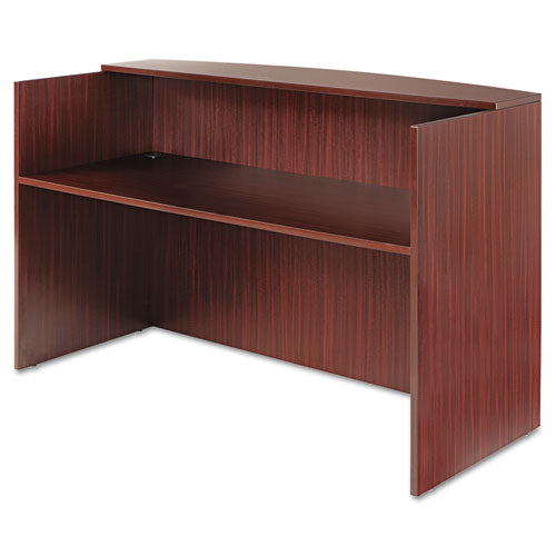 122423 Alera® Alera Valencia Series Reception Desk with Transaction Counter, 71" x 35.5" x 29.5" to 42.5", Mahogany - Image 1