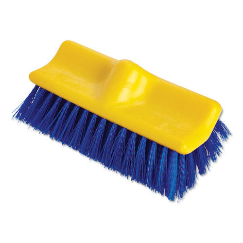 image_75c11531-5b38-4a15-bf6c-ae97c209ec62 Rubbermaid® Commercial Bi-Level Deck Scrub Brush, Blue Polypropylene Bristles, 10" Brush, 10" Plastic Block, Threaded Hole - Image 1