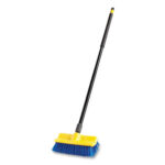 Rubbermaid® Commercial Bi-Level Deck Scrub Brush, Blue Polypropylene Bristles, 10" Brush, 10" Plastic Block, Threaded Hole - Image 2