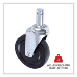 Alera® Optional Casters for Wire Shelving, Grip Ring Type K Stem, 4" Wheel, Black/Silver, 4/Set (2 Locking) - Image 2
